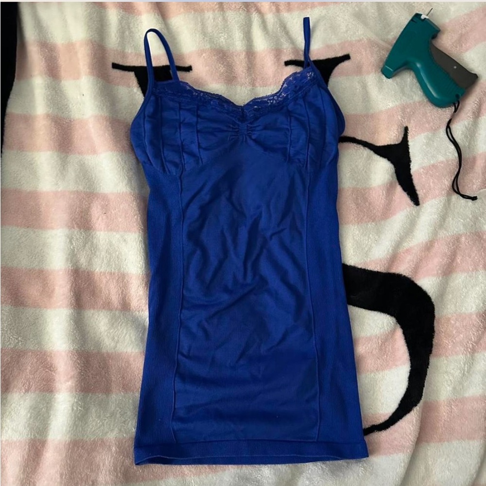 Blue Lace Trim Camisole